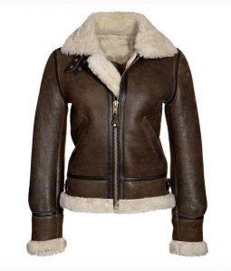 Aesthetic Aviator Womens Distressed Brown Jacket