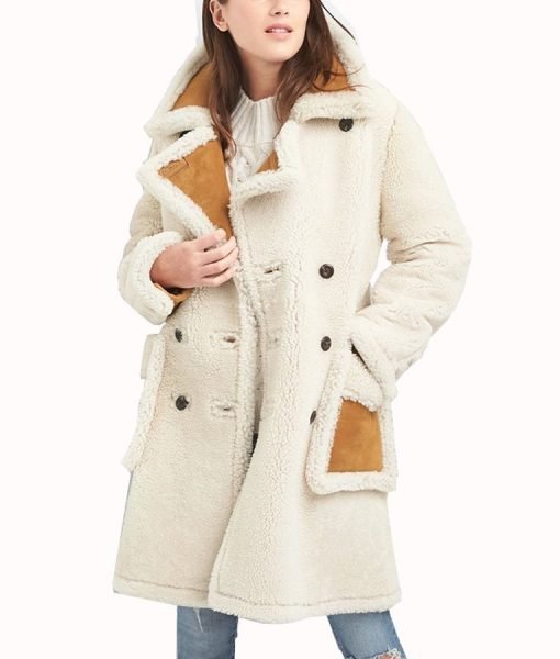 Aesthetic jackets Womens Shearling Leather Coat