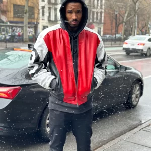 8 Ball Logo Vintage Leather Bomber Biker Jacket for Men