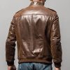 brown leather bomber jacket