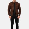 brown suede bomber jacket mens