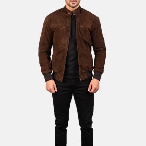 brown suede bomber jacket mens