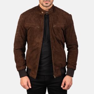 brown suede bomber jacket mens