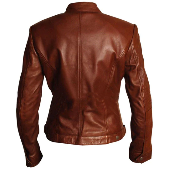 brown leather jacket womens