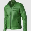 green leather bomber jacket