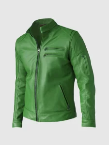 green leather bomber jacket